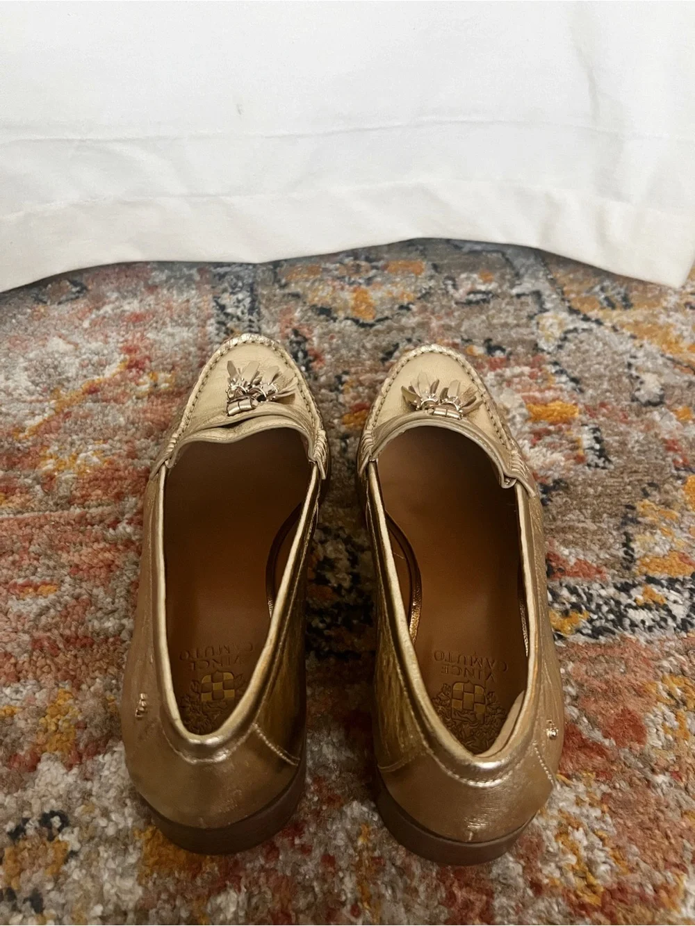 Vince Camuto Metallic Gold Tassel Loafers - Women's